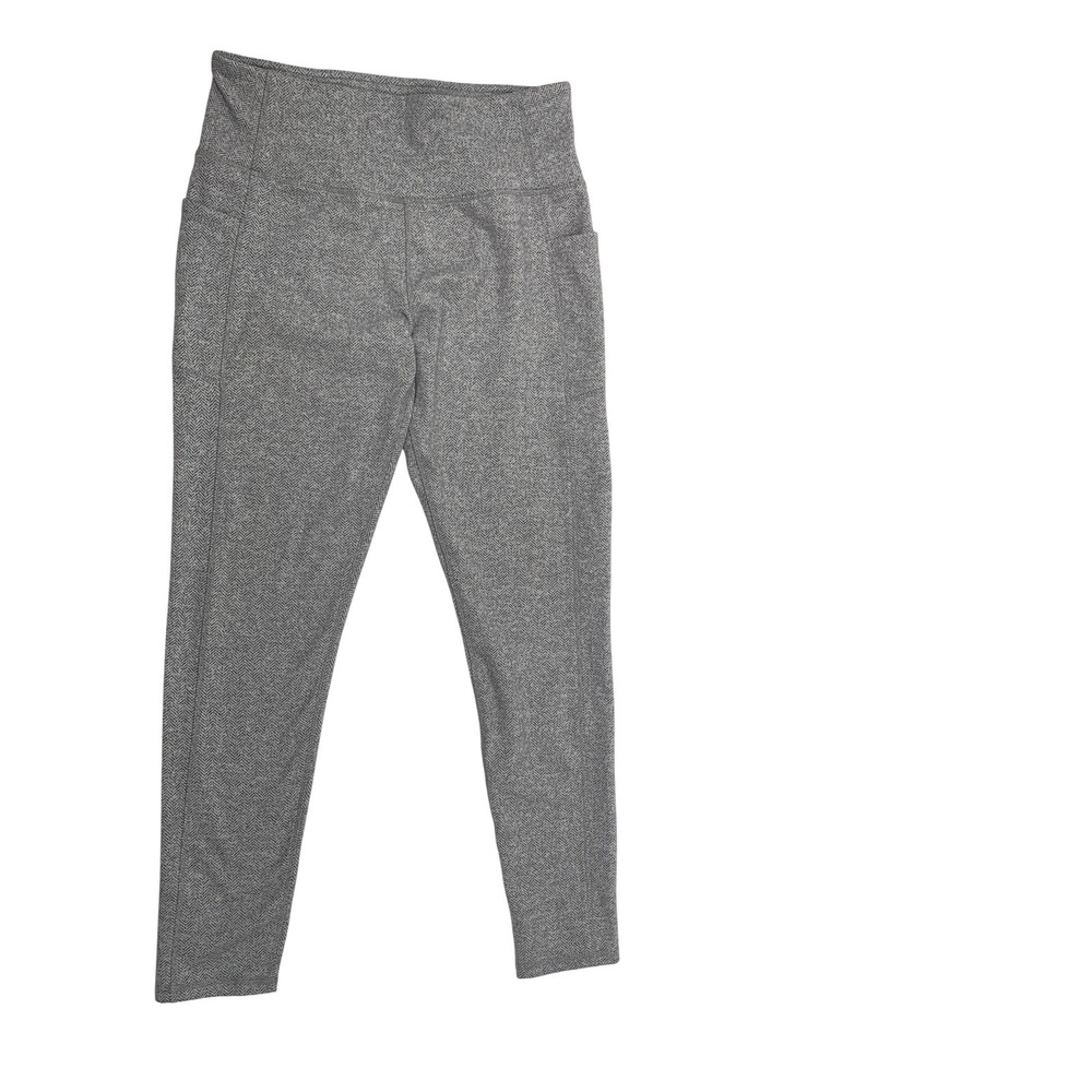 Kyodan Outdoor Womens Grey Herringbone Fleece Lined Leggings Pockets Size L